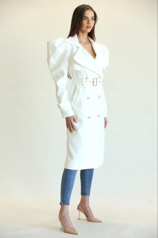 Pleated Puff Sleeve Coat