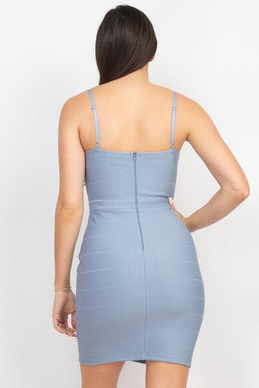 stone trim bustier zipup dress