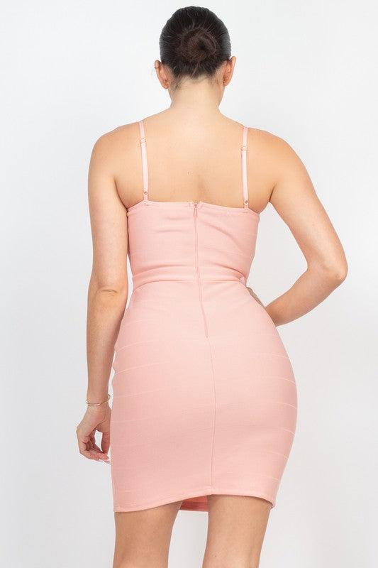 stone trim bustier zipup dress