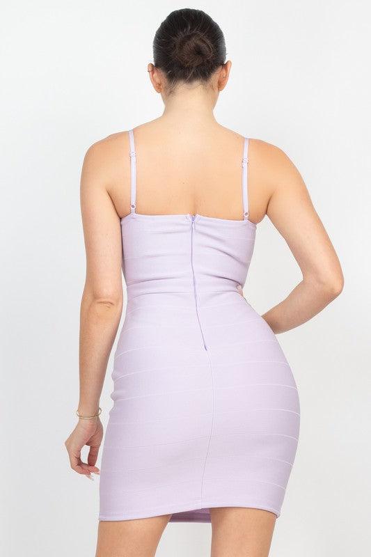 stone trim bustier zipup dress