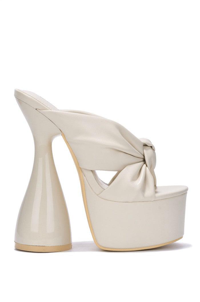 knot strap platform chunky round heel