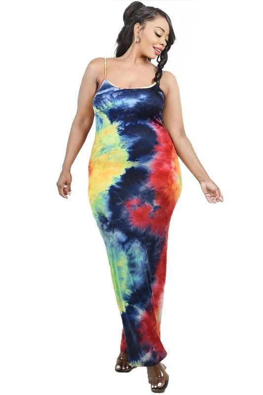 PLUS tie dye maxi cami dress