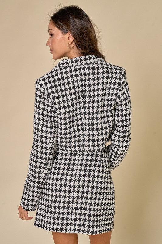 houndstooth crop jacket