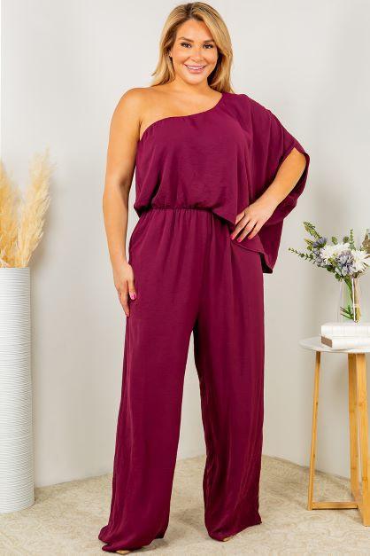 PLUS one shoulder dolman jumpsuit