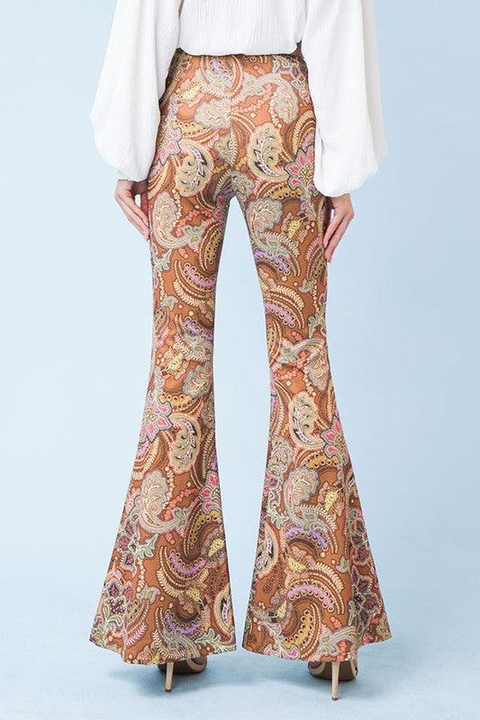 paisley print flare pants