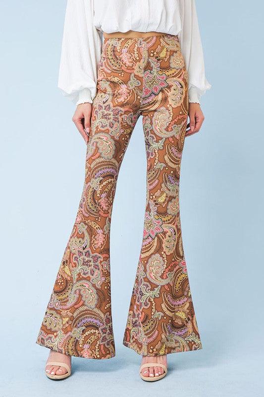 paisley print flare pants