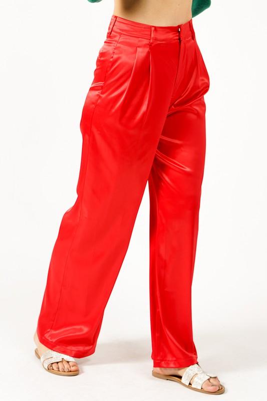 PLUS satin high waist wide leg pants