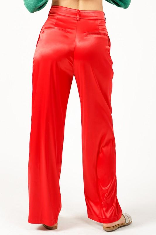 PLUS satin high waist wide leg pants