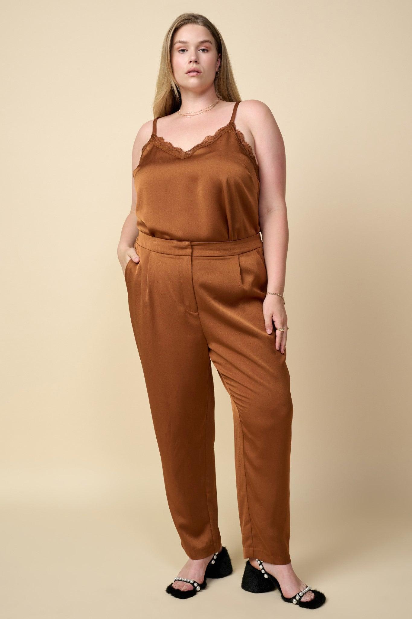 PLUS satin elastic trouser pant