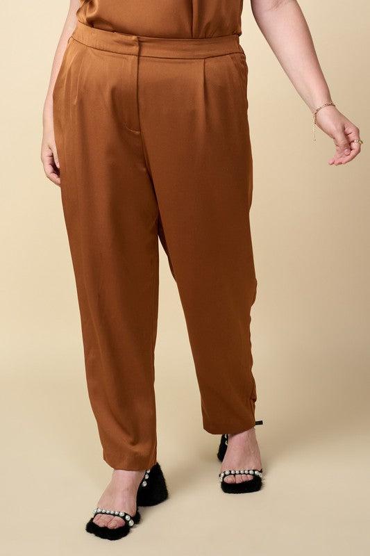 PLUS satin elastic trouser pant