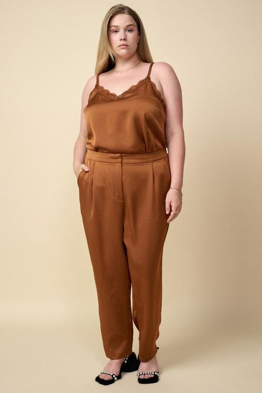 PLUS satin elastic trouser pant