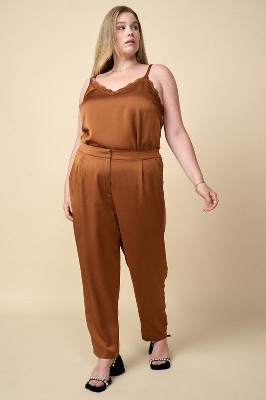 PLUS satin elastic trouser pant