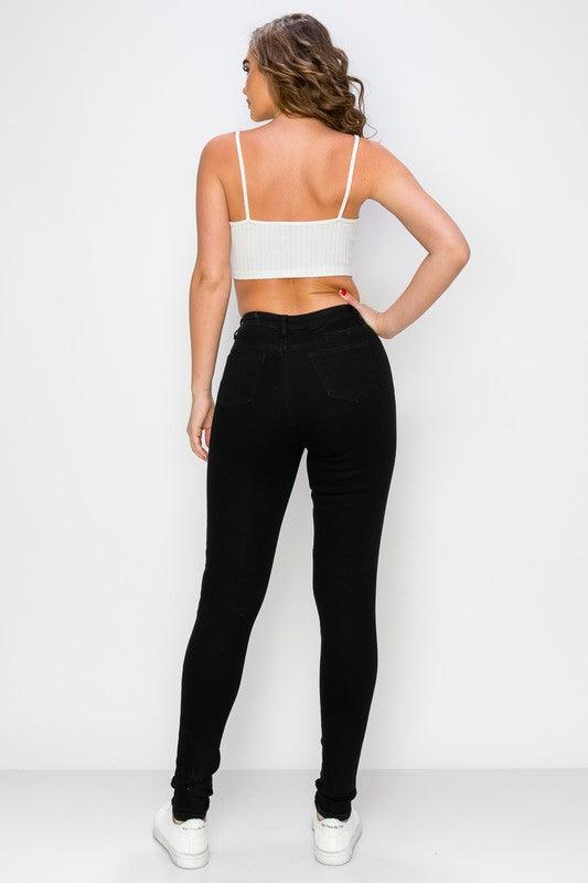 high waist stretch destroyed skinny jeans