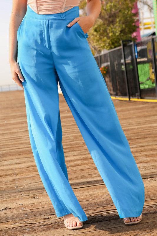 High waisted wide leg dress pants