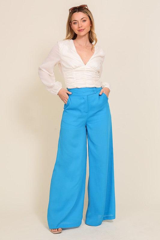 High waisted wide leg dress pants