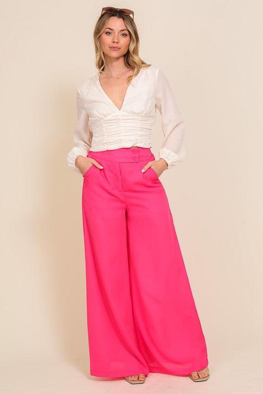 High waisted wide leg dress pants