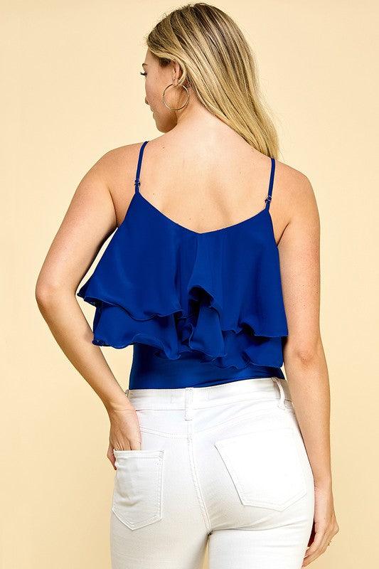 sleeveless ruffle bodysuit