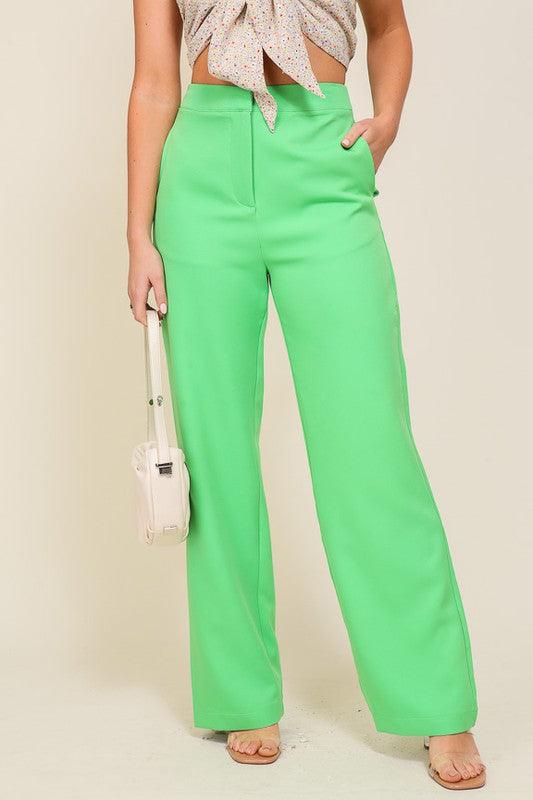 High waisted wide leg slacks