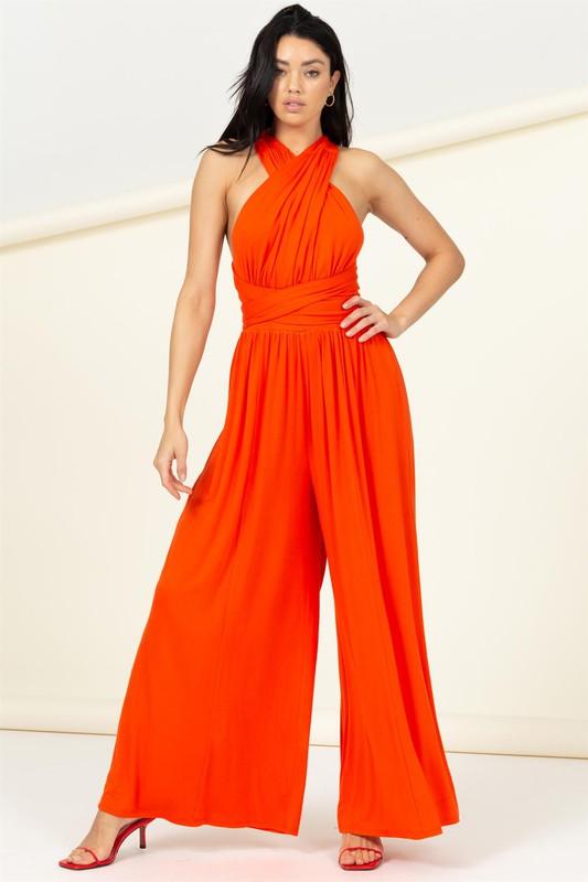 Wrap around wide leg jumpsuit