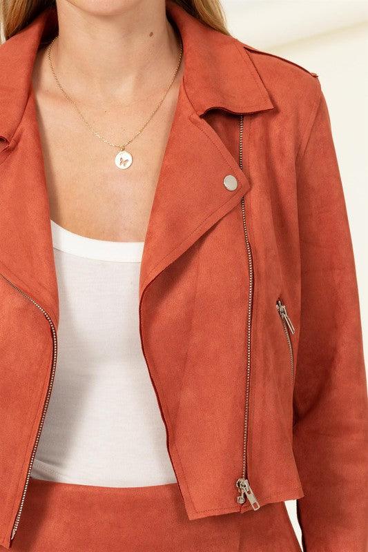 cropped faux suede jacket