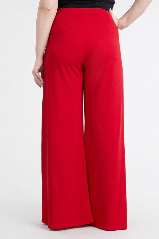 PLUS Crepe flare pants with pockets