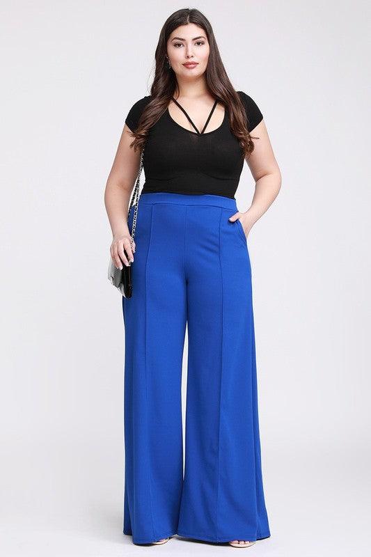 PLUS Crepe flare pants with pockets