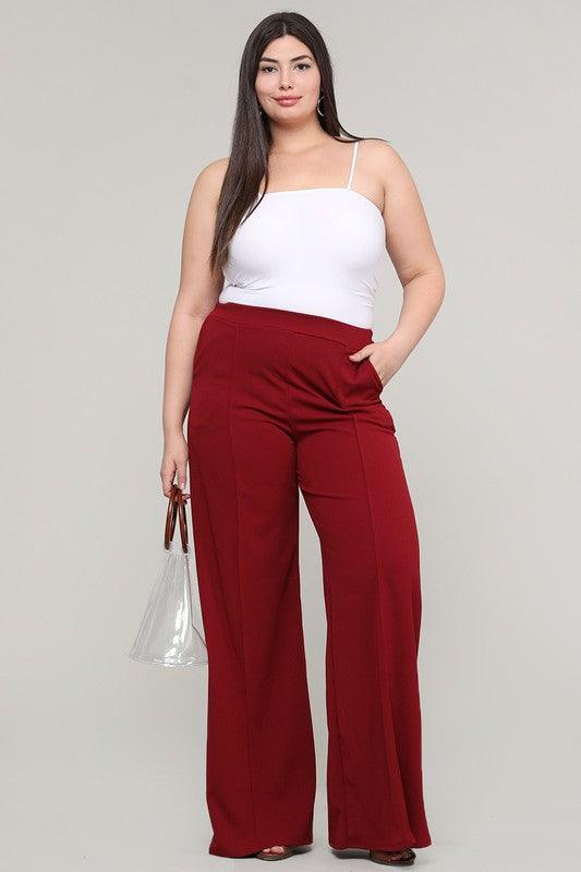 PLUS Crepe flare pants with pockets