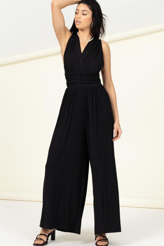 Wrap around wide leg jumpsuit