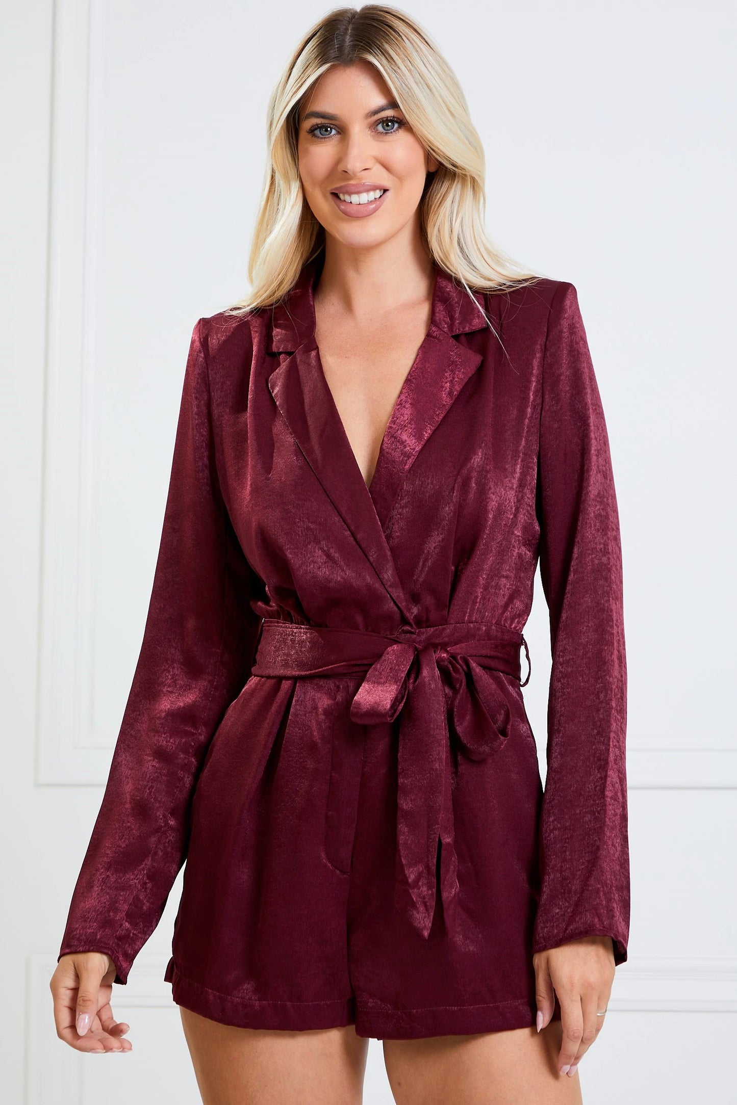 Satin Long Sleeve Romper