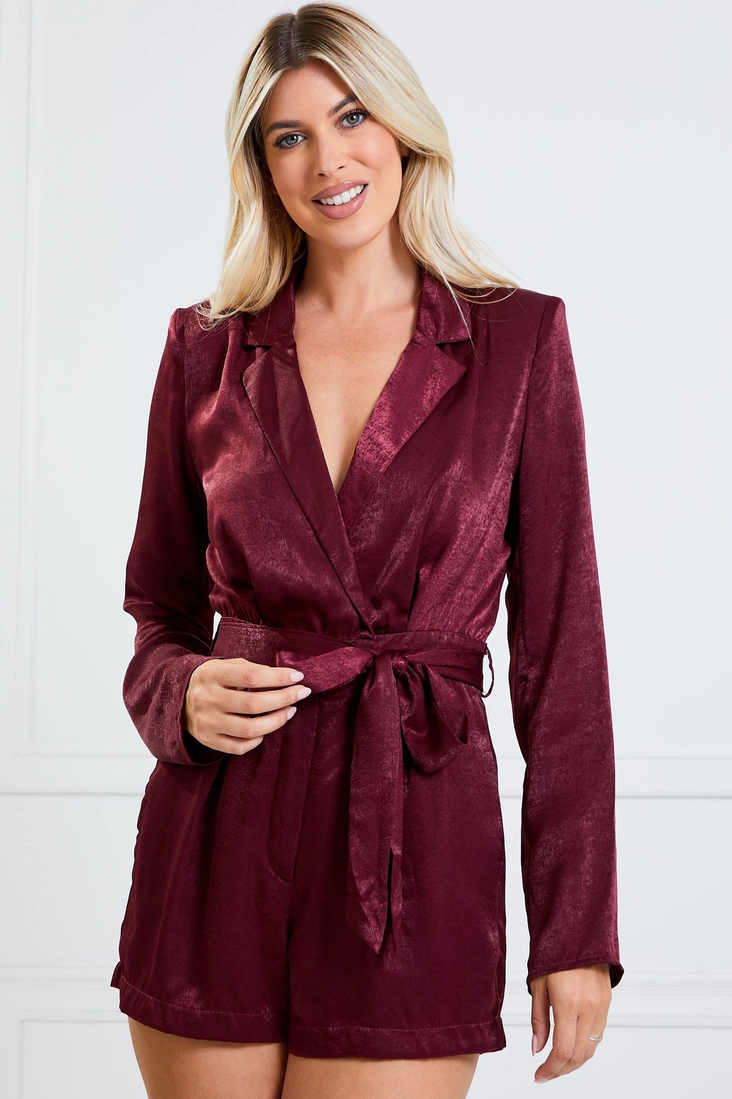 Satin Long Sleeve Romper