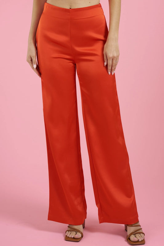 satin flare leg pants