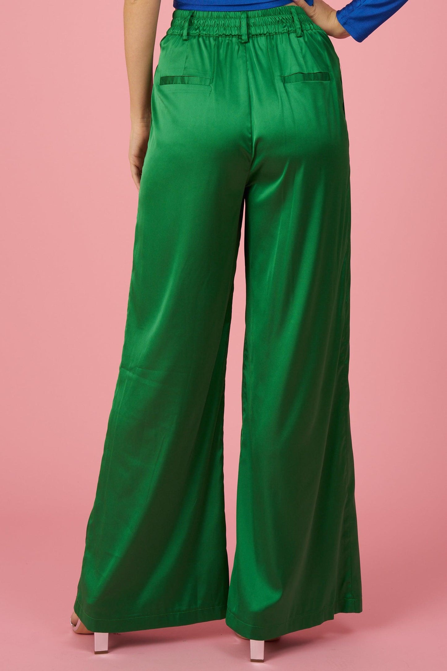 high waist satin wide leg pants