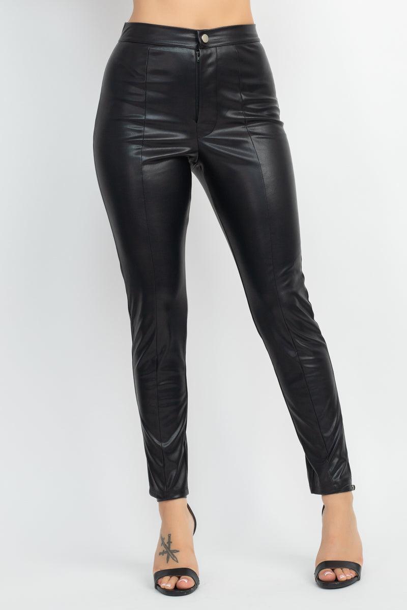 faux leather high waist skinny pants