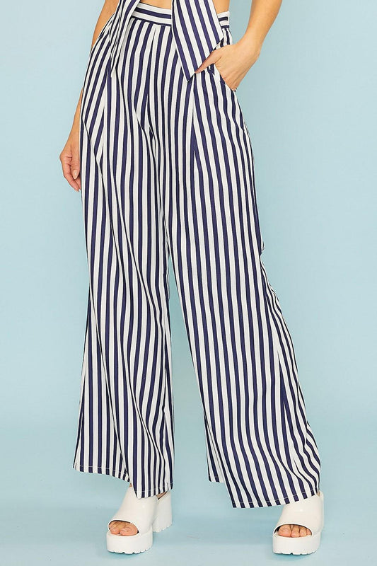 vertical stripe wide leg pants