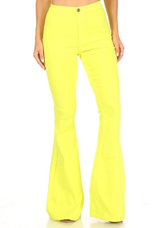 faux leather high waist coated stretch bell bottom pants – RK Collections  Boutique