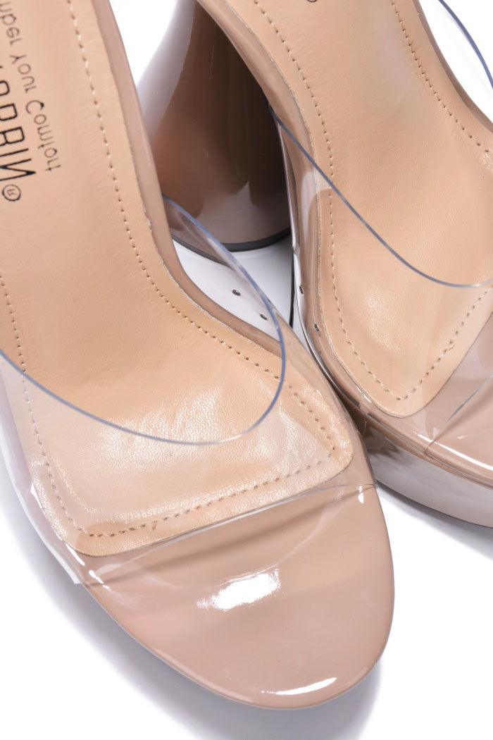 clear strap platform round chunky heel shoes