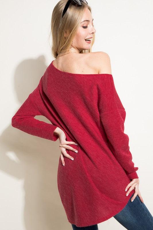 PLUS off one shoulder diagonal hem tunic