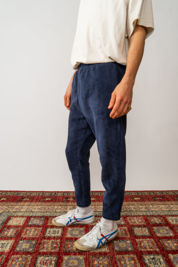 Corduroy Trousers In washed Navy Blue