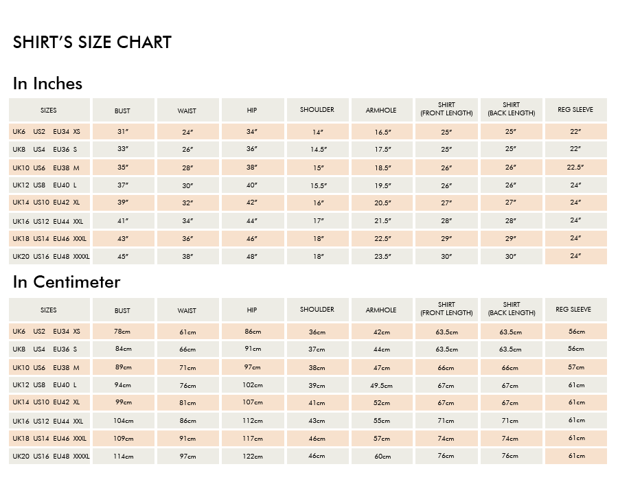 Long sleeve shirt size guide – A Shirt by Adam Liew