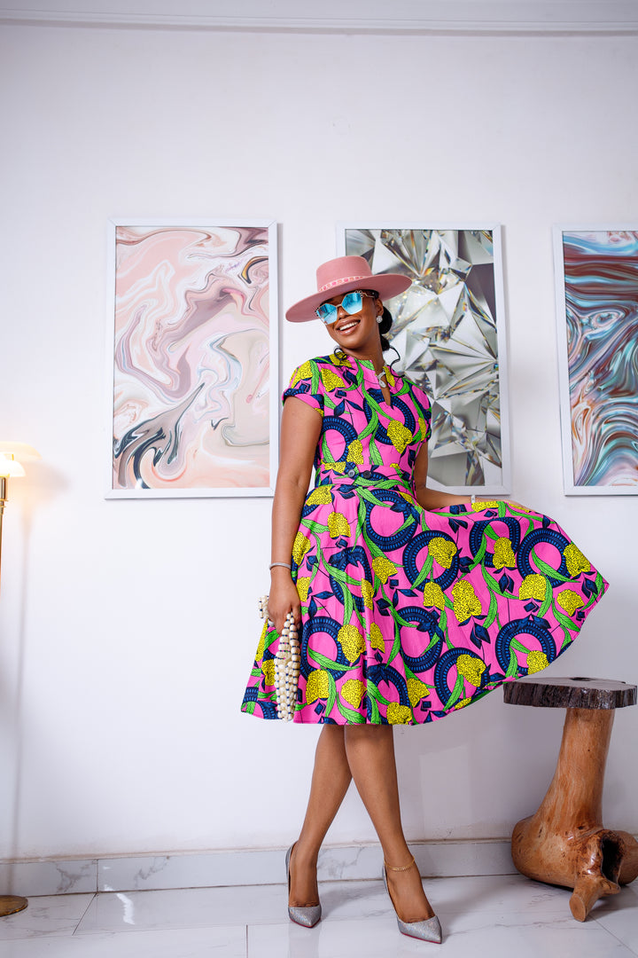 Gina African Print Dress Multicolor Mae Otti 