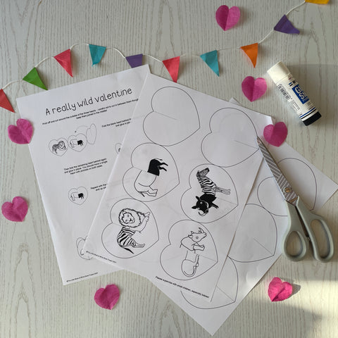 Printable templates to make an animal themed paper valentines heart