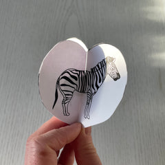 3D valentines heart with zebra illustration from the little black and white book project