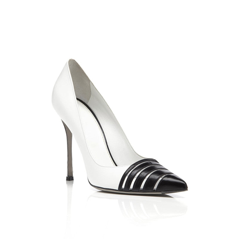 womens black and white pumps