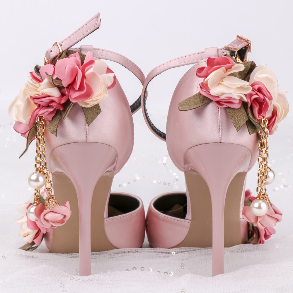 pink flower heels