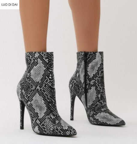 patent snakeskin boots