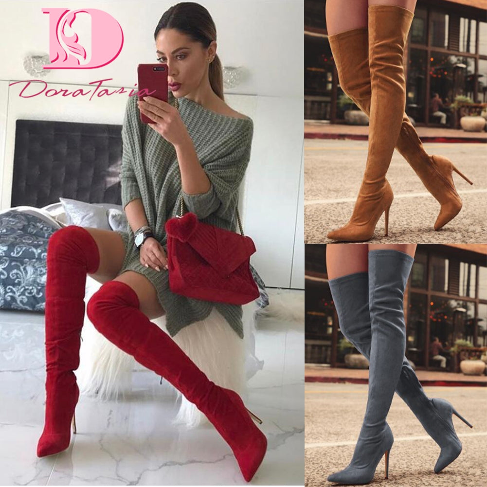 Doratasia Brand New Women Shoes Woman Boots Large Size 31 43 Autumn Over The Knee Boots Thin High Heels Shoes Sexy Party Boot Aveshoe Reviews On Judge Me