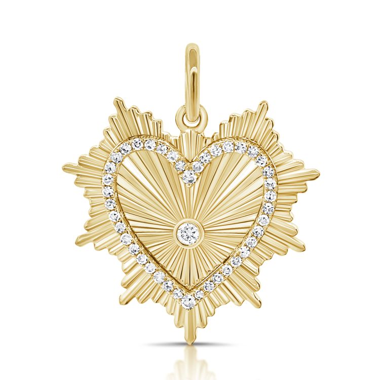 SALT. Fine Jewelry  14K FLUTED GOLD HEART CHARM