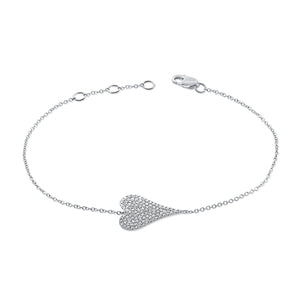 Medium Elongated Pave Heart Bracelet