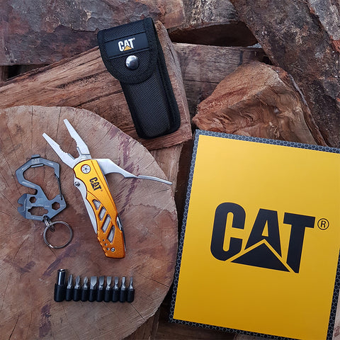 Cat 3 Piece 12-in-1 Multi-Tool, Knife, and Multi-Tool Key Chain Gift Box Set  - 240192 , Yellow 