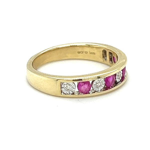 9ct Gold RUBY & Diamond CHANEL SET ETERNITY Ring